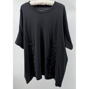 Torrid Charcoal Gray Oversized TEe 0X (12-14) Lace Up Sides NWT Minimalist Edgy